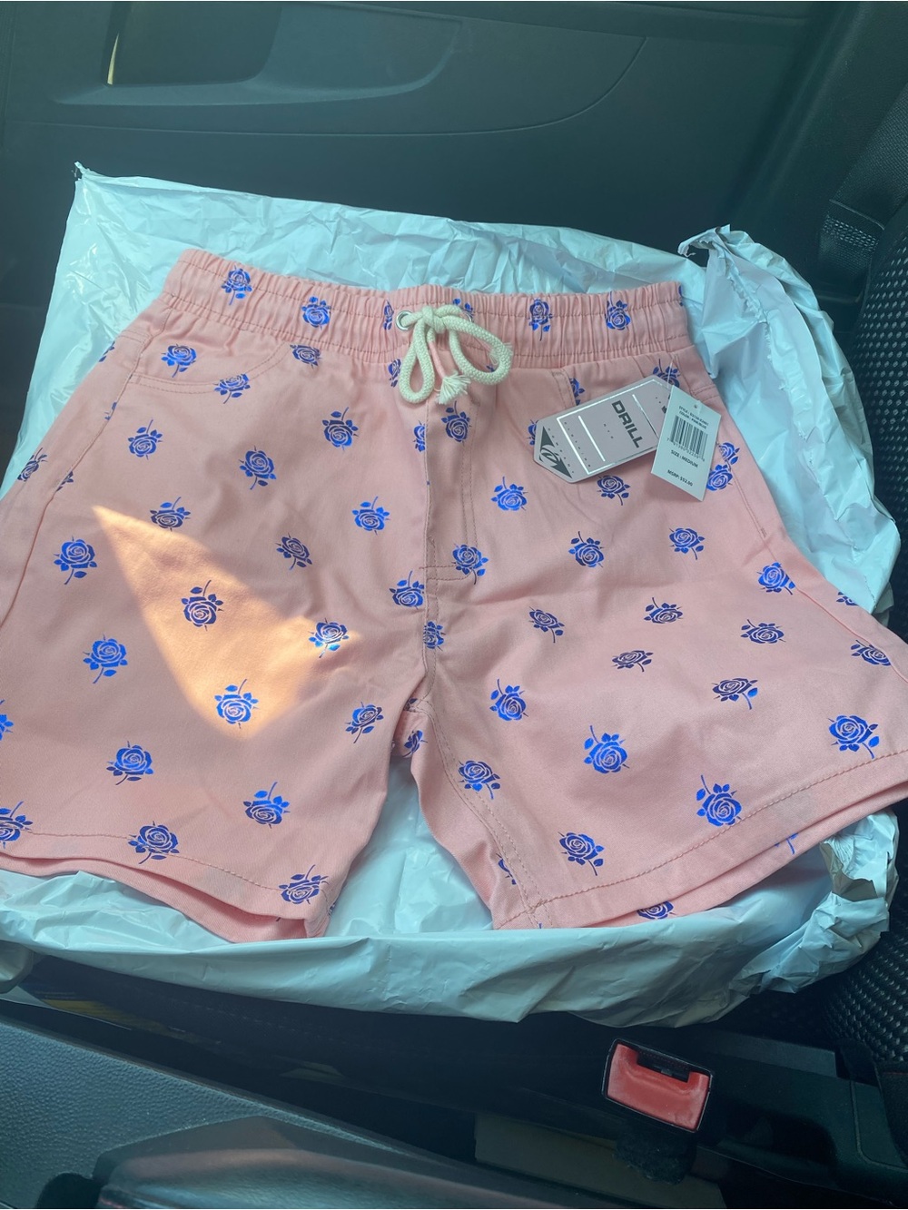 Men's Floral Print Chino/Board Shorts Shorts with Blue Roses